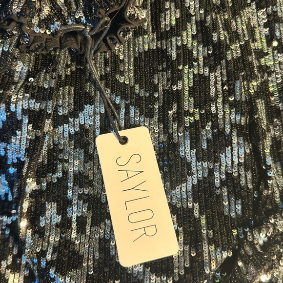 SAYLOR MAURA Sequined Party Cocktail Mini  Dress Sz XS Animal Print Long Sleeve - Picture 11 of 11